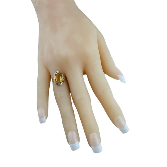 10K Yellow Gold Orange Citrine Filigree Ring #15992 - Picture 8 of 8